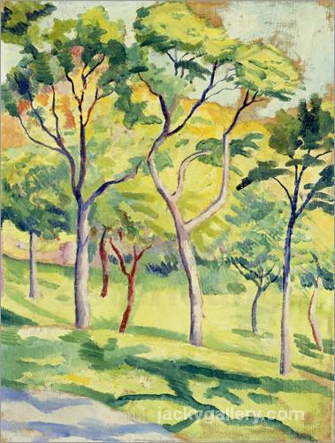Trees on a lawn, August Macke painting